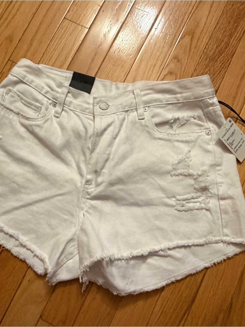 Blank NYC White Distressed Raw-Hem Denim Shorts